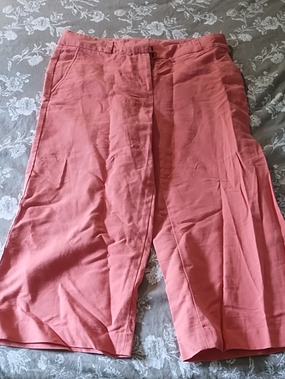 LOFT Anne Taylor Coral Wide-Leg Jumpsuit-Style Pants